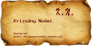Krizsány Noémi névjegykártya